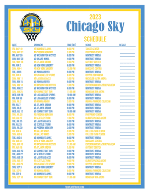 Chicago Sky 2023 Printable Basketball Schedule - Mountain Times