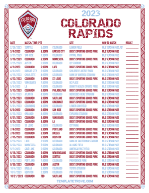 Colorado Rapids 2023 Printable Soccer Schedule - Pacific Times