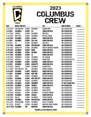 Columbus Crew 2023 Printable Soccer Schedule - Central Times