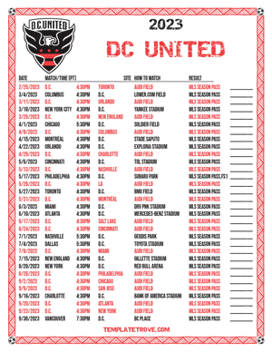 DC United 2023 Printable Soccer Schedule - Pacific Times