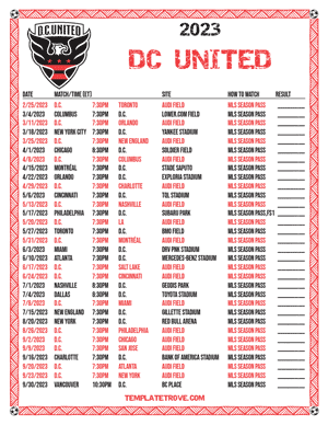 DC United 2023 Printable Soccer Schedule