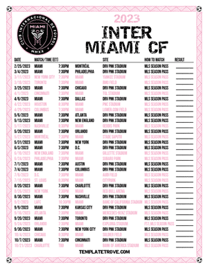 Inter Miami CF 2023 Printable Soccer Schedule