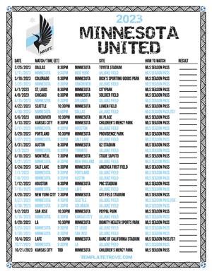 Minnesota United 2023 Printable Soccer Schedule
