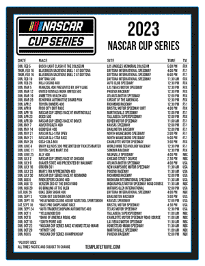 Printable 2023 NASCAR Schedule - Pacific Times