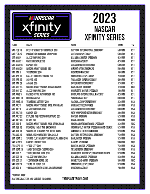 Printable 2023 NASCAR Xfinity Series Schedule