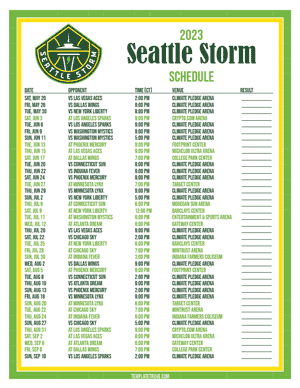 Seattle Storm 2023 Printable Basketball Schedule - Central Times