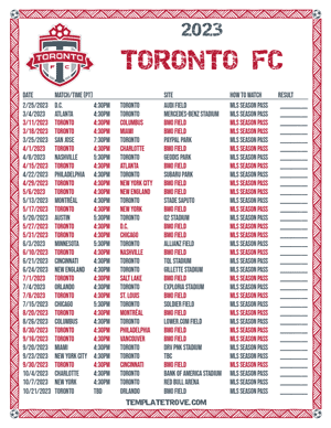 Toronto FC 2023 Printable Soccer Schedule - Pacific Times