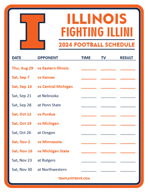 Illinois Fighting Illini Football 2024
 Printable Schedule - Style 3