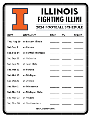 Illinois Fighting Illini Football 2024
 Printable Schedule - Style 4