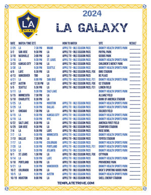 LA Galaxy 2024
 Printable Soccer Schedule - Central Times