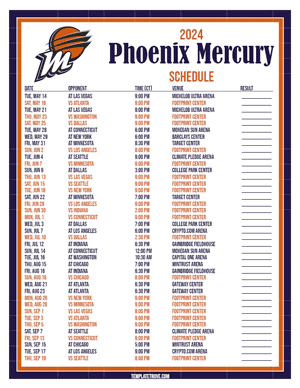 Phoenix Mercury 2024
 Printable Basketball Schedule - Central Times