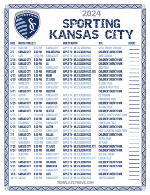 Sporting Kansas City 2024
 Printable Soccer Schedule