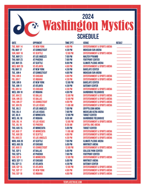 Washington Mystics 2024
 Printable Basketball Schedule - Pacific Times