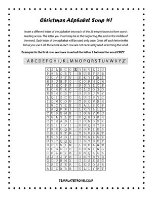 Printable Christmas Alphabet Soup Puzzle #1