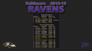Baltimore Ravens 2018-19 Wallpaper Schedule