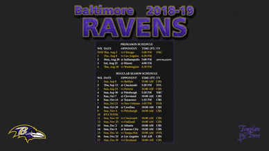 Baltimore Ravens 2018-19 Wallpaper Schedule