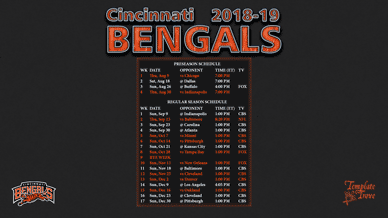 Cincinnati Bengals 2018-19 Wallpaper Schedule