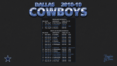Dallas Cowboys 2018-19 Wallpaper Schedule