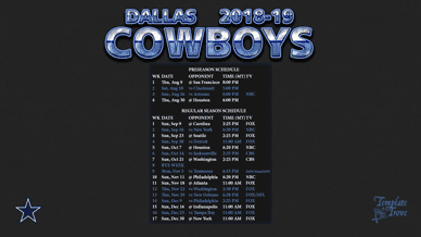 Dallas Cowboys 2018-19 Wallpaper Schedule