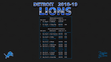 Detroit Lions 2018-19 Wallpaper Schedule