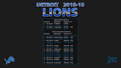 Detroit Lions 2018-19 Wallpaper Schedule