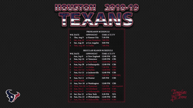 Houston Texans 2018-19 Wallpaper Schedule