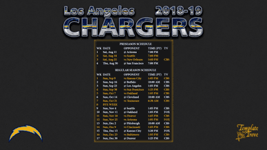 Los Angeles Chargers 2018-19 Wallpaper Schedule