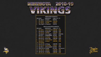 Minnesota Vikings 2018-19 Wallpaper Schedule