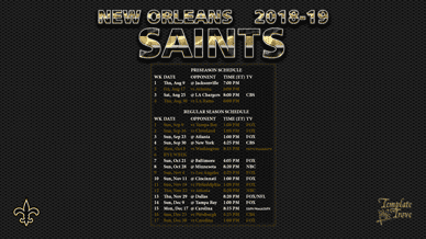 New Orleans Saints 2018-19 Wallpaper Schedule