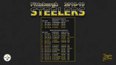 Pittsburgh Steelers 2018-19 Wallpaper Schedule
