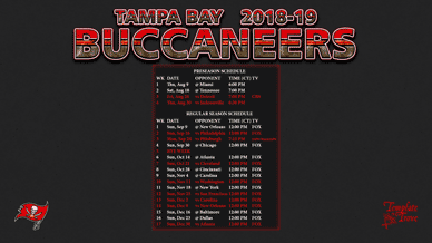 Tampa Bay Buccaneers 2018-19 Wallpaper Schedule