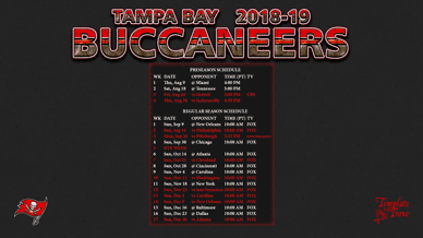 Tampa Bay Buccaneers 2018-19 Wallpaper Schedule