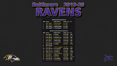 Baltimore Ravens 2019-20 Wallpaper Schedule