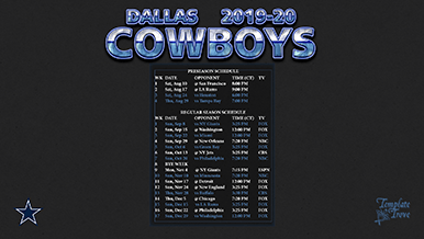 Dallas Cowboys 2019-20 Wallpaper Schedule