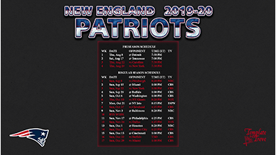 New England Patriots 2019-20 Wallpaper Schedule