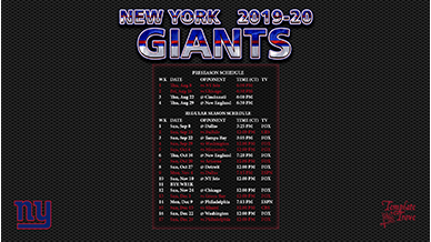 New York Giants 2019-20 Wallpaper Schedule