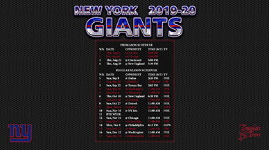 New York Giants 2019-20 Wallpaper Schedule