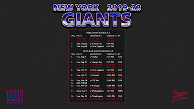 New York Giants 2019-20 Wallpaper Schedule