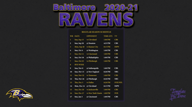 Baltimore Ravens 2020-21 Wallpaper Schedule