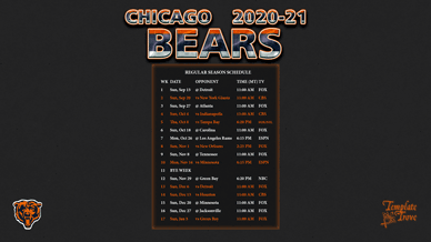 Chicago Bears 2020-21 Wallpaper Schedule