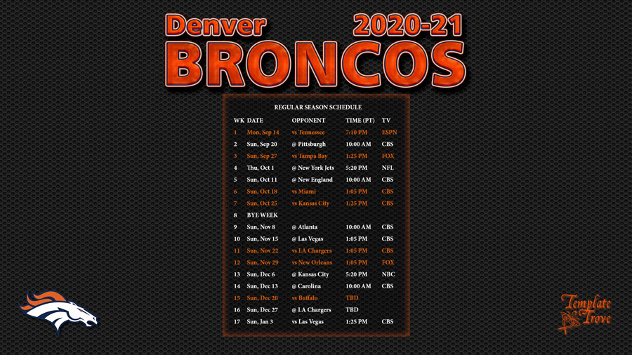 20202021 Denver Broncos Wallpaper Schedule