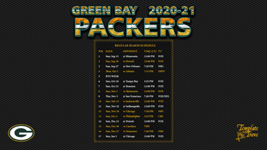 Green Bay Packers 2020-21 Wallpaper Schedule