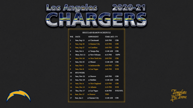 Los Angeles Chargers 2020-21 Wallpaper Schedule
