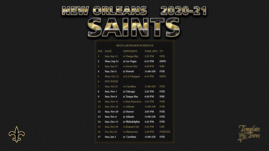 2022 Saints Schedule Printable - Printable World Holiday