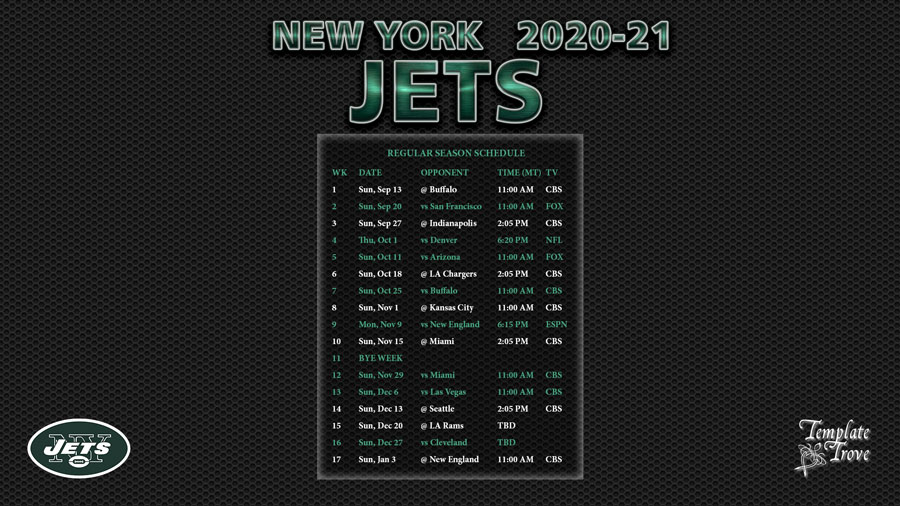 20202021 New York Jets Wallpaper Schedule