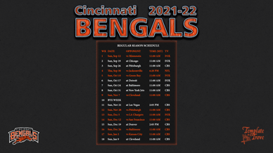 Cincinnati Bengals 2021-22 Wallpaper Schedule