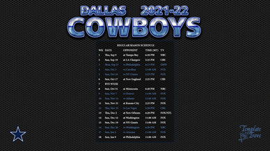 Dallas Cowboys 2021-22 Wallpaper Schedule
