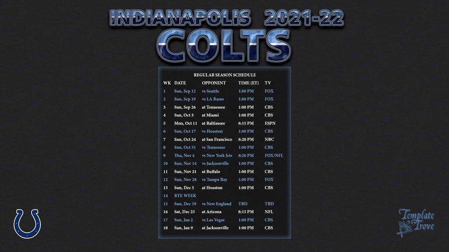 20212022 Indianapolis Colts Wallpaper Schedule