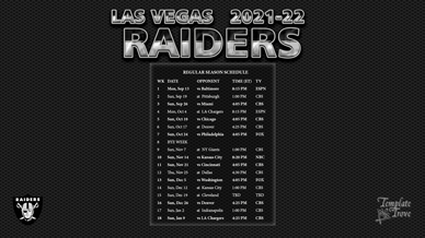 Las Vegas Raiders 2021-22 Wallpaper Schedule