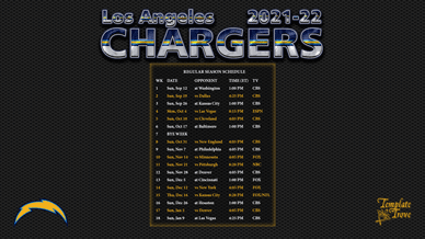 Los Angeles Chargers 2021-22 Wallpaper Schedule